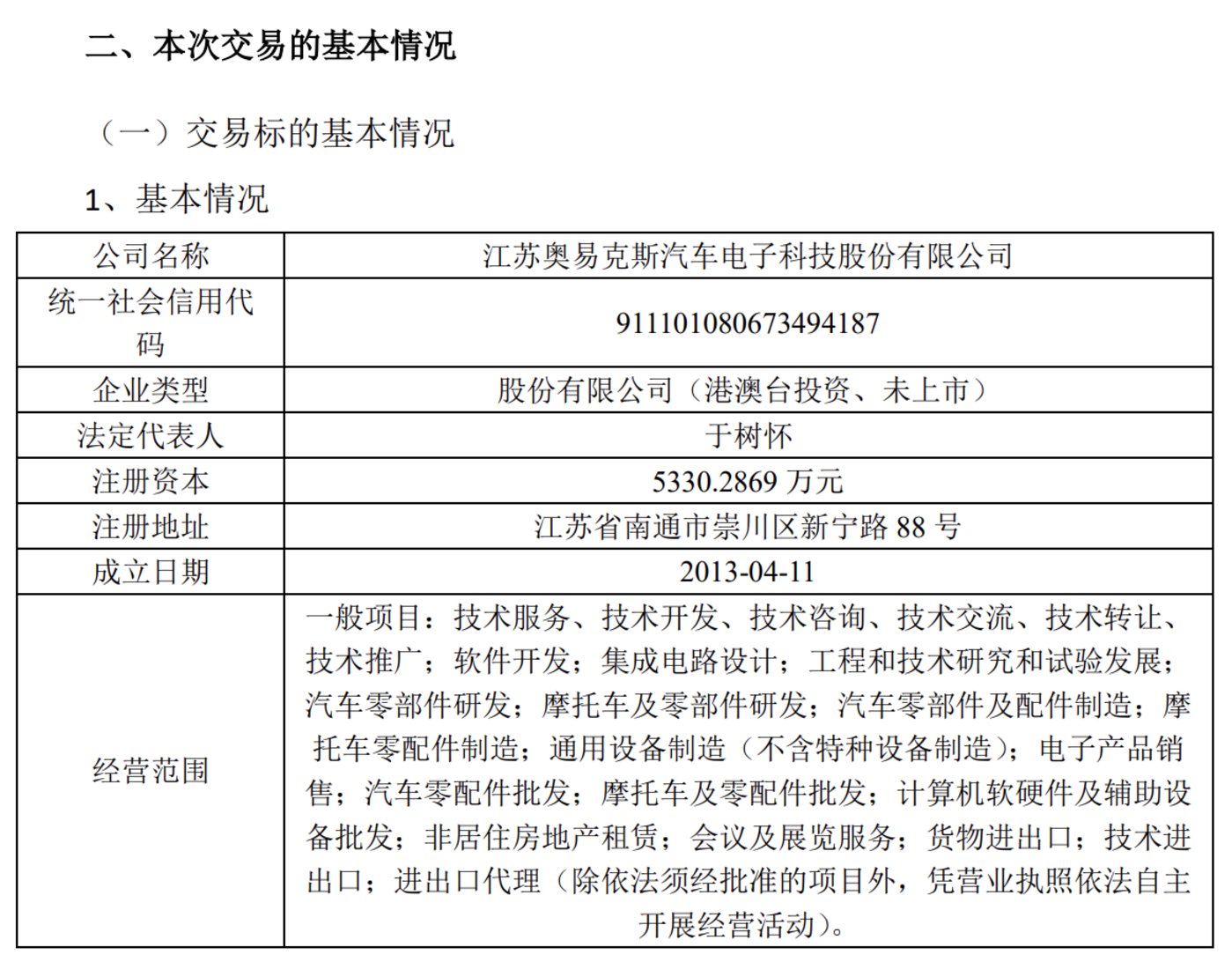 菱电电控拟以4.78亿元购买奥易克斯98.426%股份