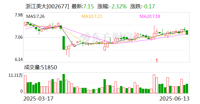 浙江美大：拟1.1亿元取得魔视智能约4.87%股权
