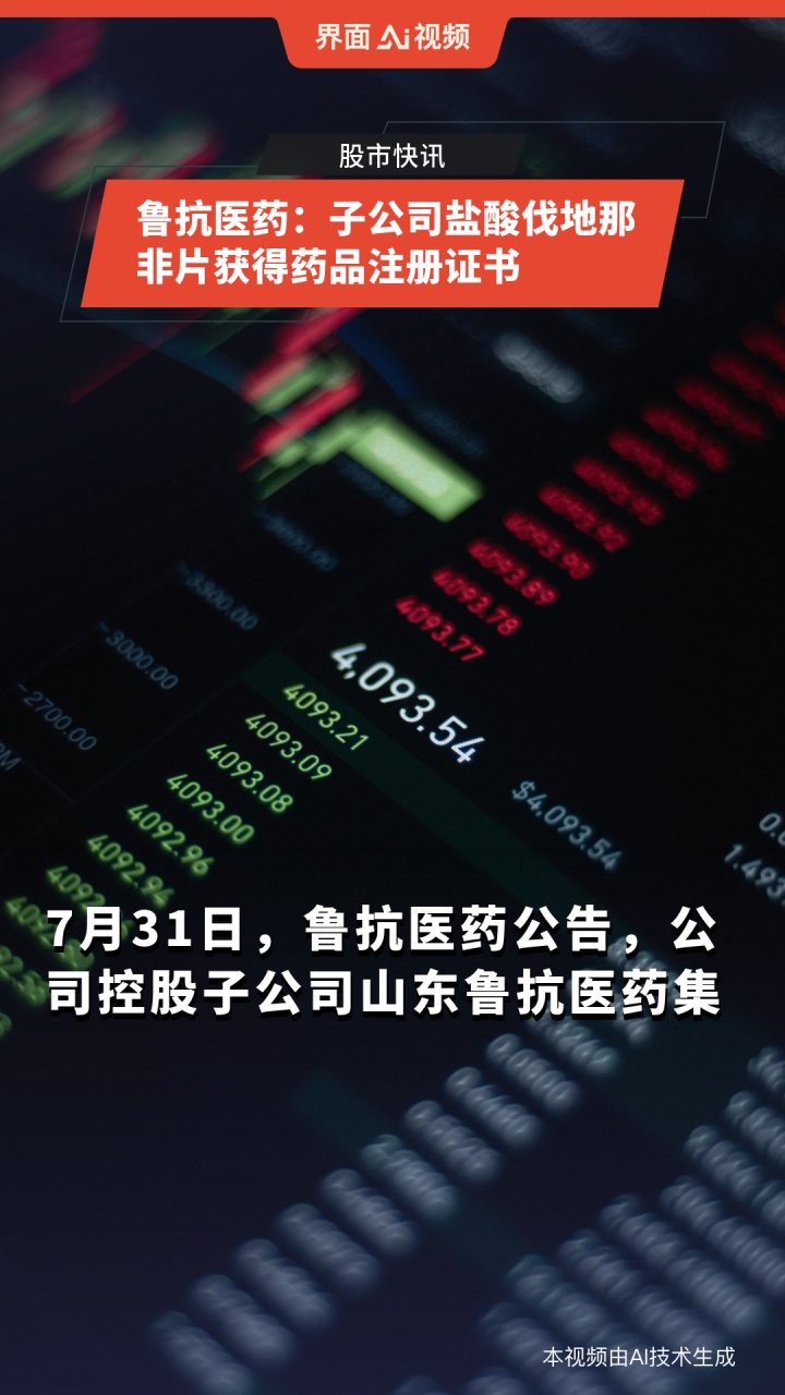 鲁抗医药：控股子公司药品盐酸伐地那非片获药品注册证书