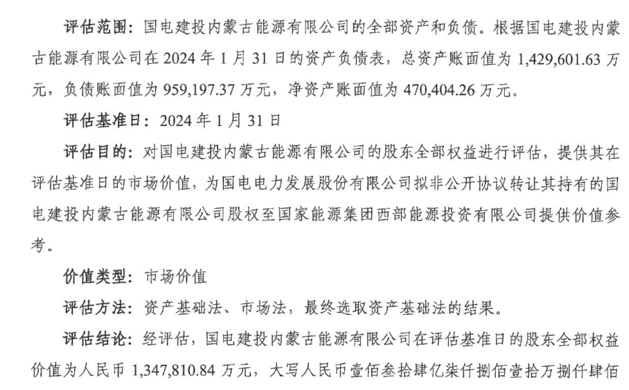 电投能源：受托管理国家电投内蒙古能源有限公司经营性资产